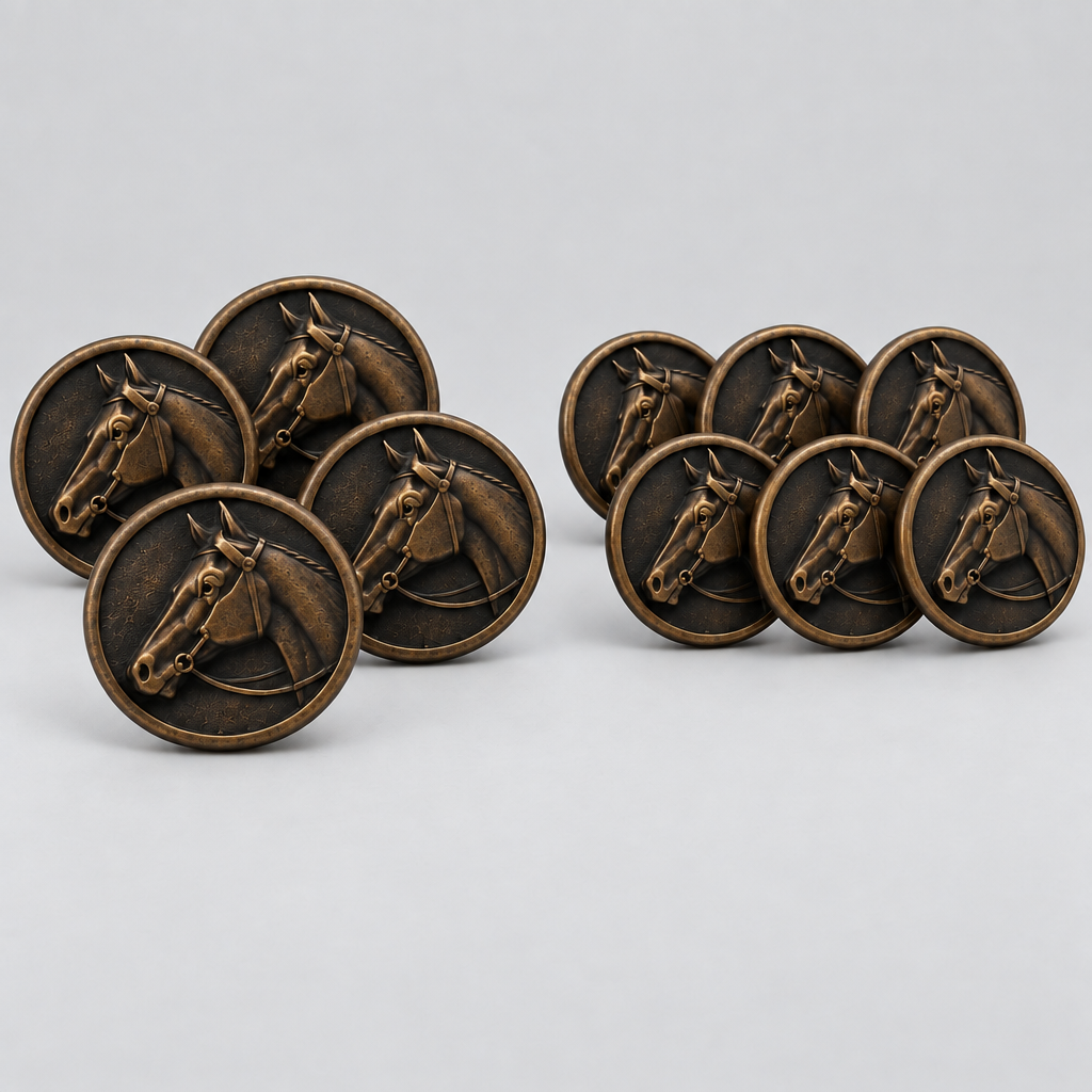 Horse Head Button Set Bronze Hurlford