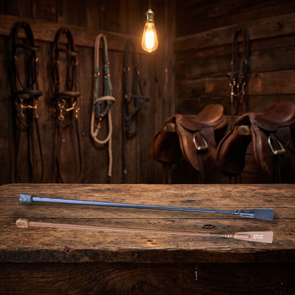 County Plaited Top English Leather Show Whip  Foxwood Equestrian | Showing Tack and Saddlery Store