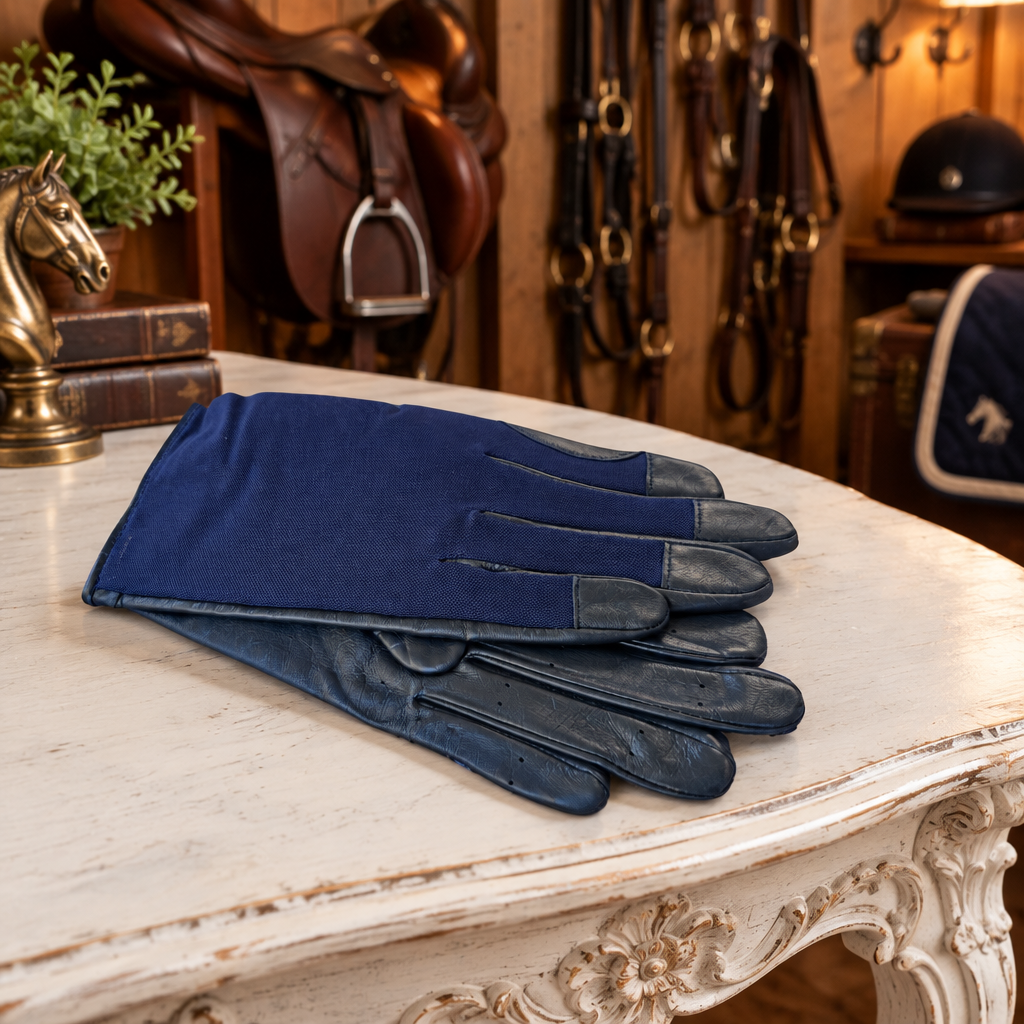 Hurlford Cool Mesh Gloves Adults | Navy  Foxwood Equestrian | Showing Tack and Saddlery Store