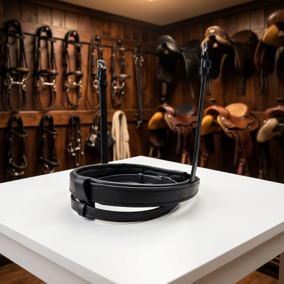 Caveson Noseband With Removeable Flash Strap| Black  Foxwood Equestrian | Showing Tack and Saddlery Store