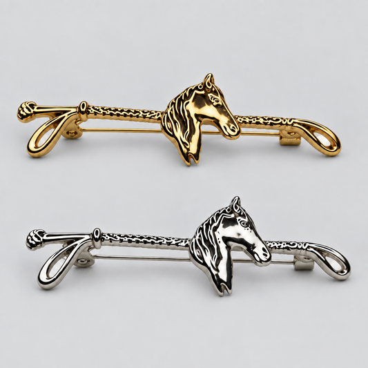 Horse Head and Crop Stock Pins Foxwood