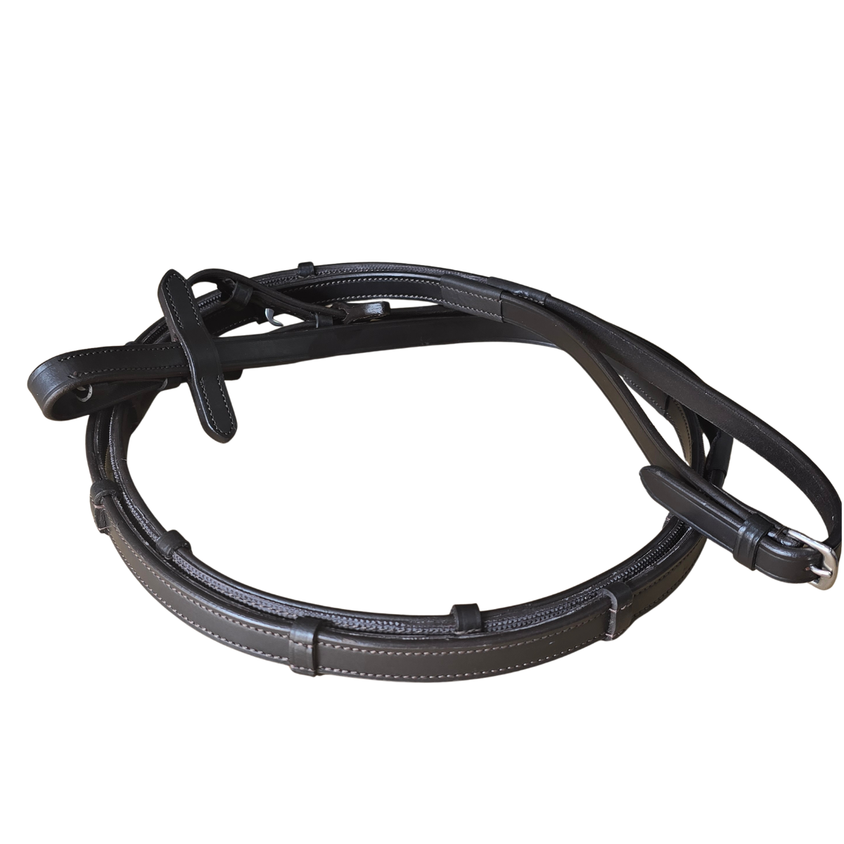 GES Leather Reins With Rubber Grip Back| Havana Brown  Foxwood Equestrian | Showing Tack and Saddlery Store